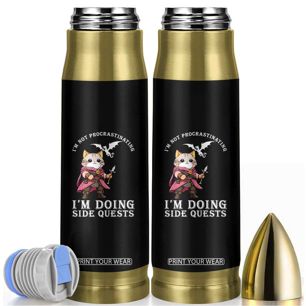 Im Not Procrastinating Im Doing Side Quests Bullet Tumbler Funny RPG Gamer Cat Lover Gift TS12 Black Print Your Wear