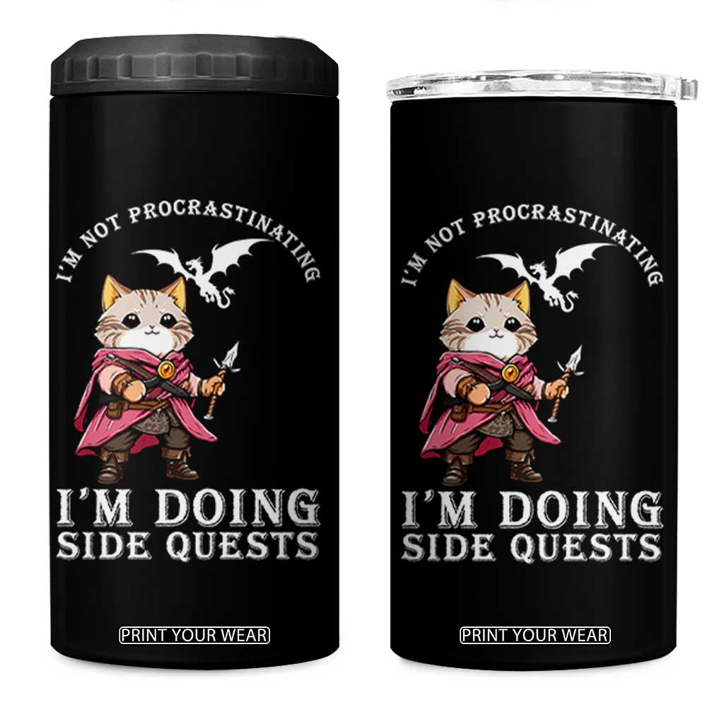 Im Not Procrastinating Im Doing Side Quests 4 in 1 Can Cooler Tumbler Funny RPG Gamer Cat Lover Gift TS12 One Size: 16 oz Black Print Your Wear