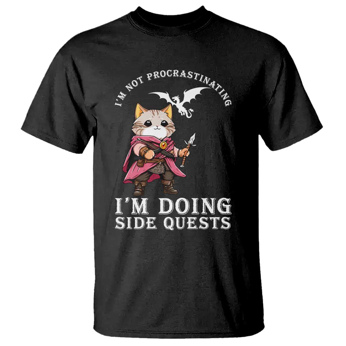Im Not Procrastinating Im Doing Side Quests T Shirt Funny RPG Gamer Cat Lover Gift TS12 Black Print Your Wear
