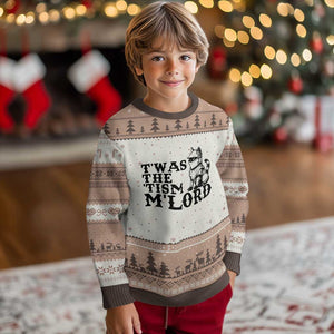 Twas The Tism Funny Medieval Knight Cat Ugly Christmas Sweater Armor Meme Fantasy Gift TS12 Mocha Mousse Print Your Wear