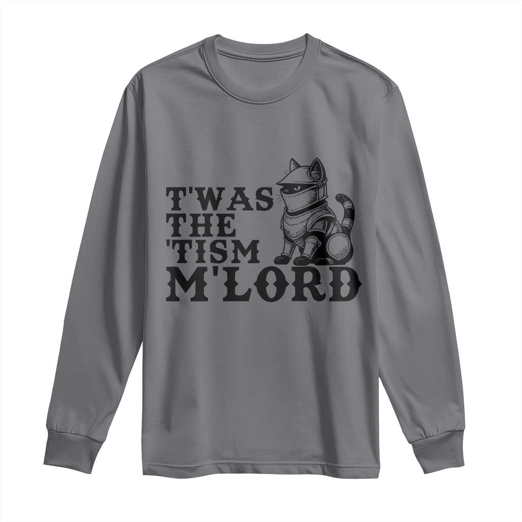 Twas The Tism Funny Medieval Knight Cat Long Sleeve Shirt Armor Meme Fantasy Gift TS12 Charcoal Print Your Wear