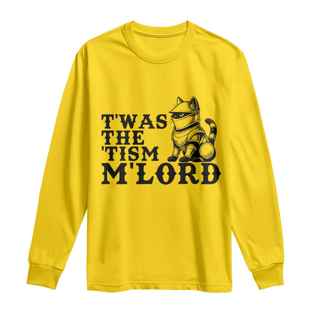 Twas The Tism Funny Medieval Knight Cat Long Sleeve Shirt Armor Meme Fantasy Gift TS12 Daisy Print Your Wear