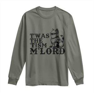 Twas The Tism Funny Medieval Knight Cat Long Sleeve Shirt Armor Meme Fantasy Gift TS12 Military Green Print Your Wear