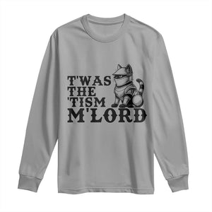 Twas The Tism Funny Medieval Knight Cat Long Sleeve Shirt Armor Meme Fantasy Gift TS12 Sport Gray Print Your Wear