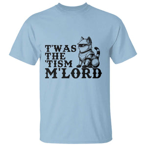Twas The Tism Funny Medieval Knight Cat T Shirt Armor Meme Fantasy Gift TS12 Light Blue Print Your Wear