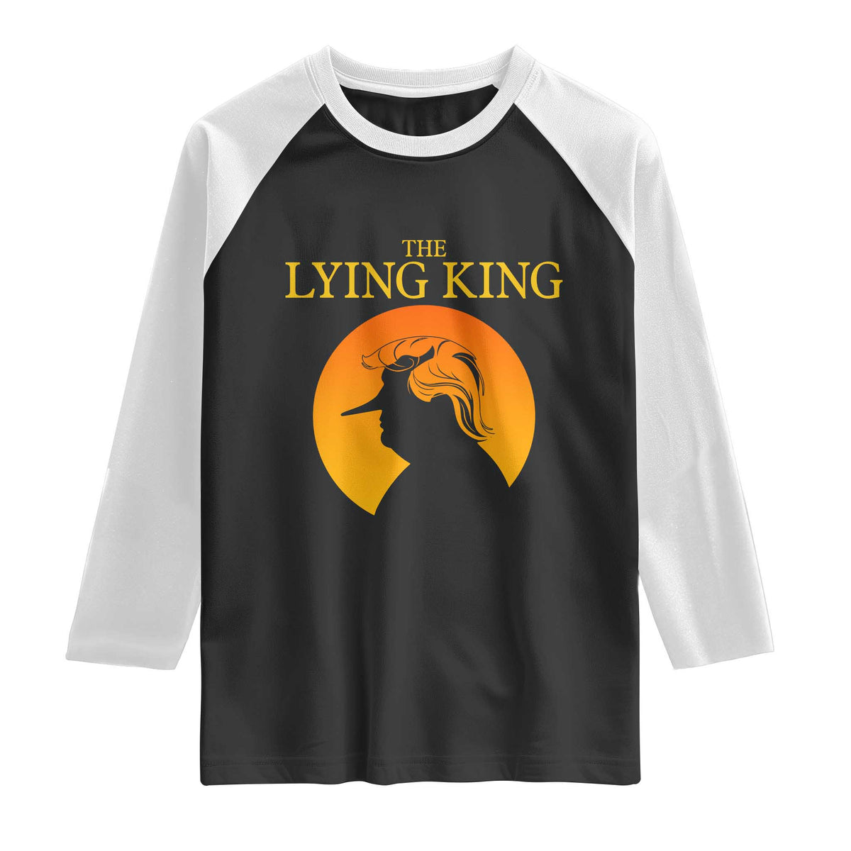 Funny The Lying King Long Nose Silhouette Raglan Shirt Vintage Political Satire Statement Gift