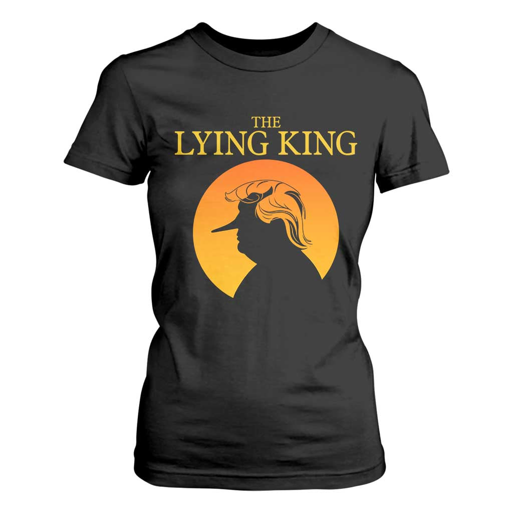 Funny The Lying King Long Nose Silhouette T Shirt For Women Vintage Political Satire Statement Gift