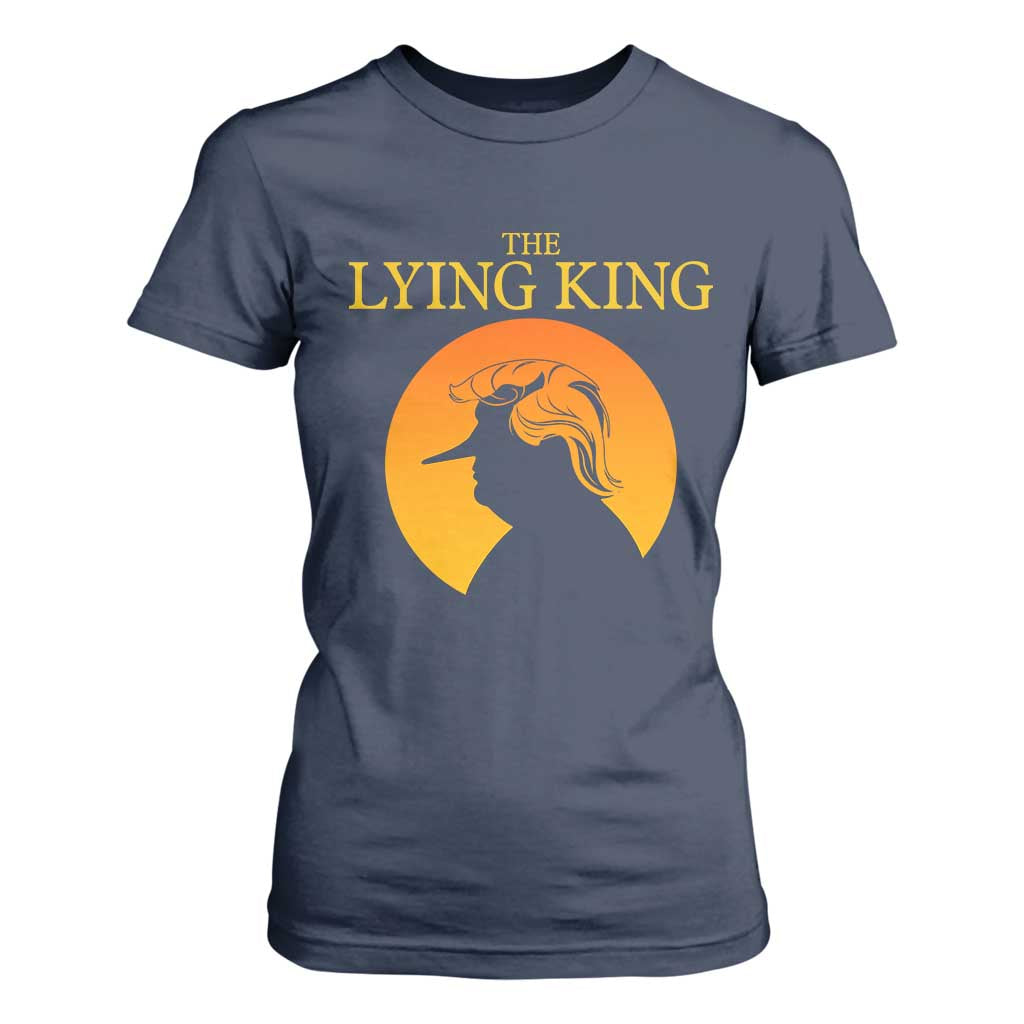 Funny The Lying King Long Nose Silhouette T Shirt For Women Vintage Political Satire Statement Gift
