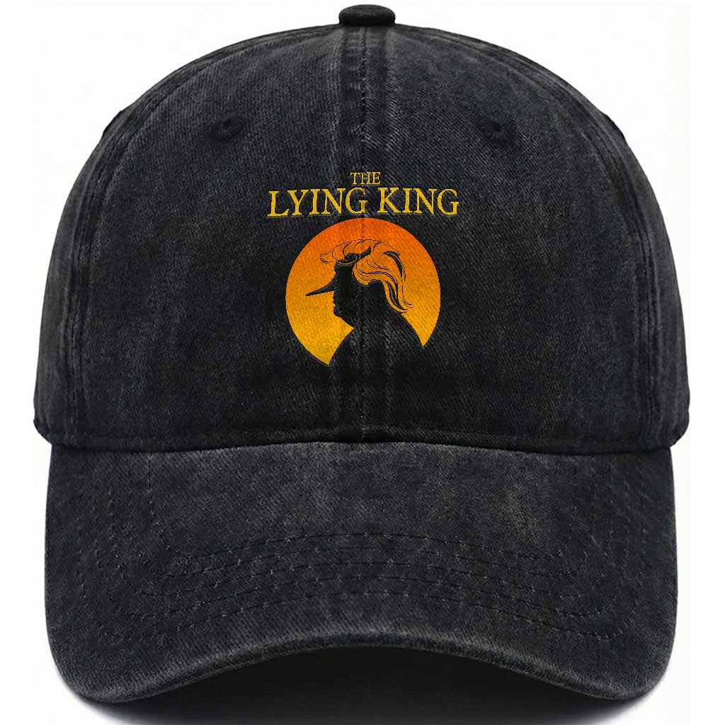 Funny The Lying King Long Nose Silhouette Washed Cotton Baseball Cap Vintage Political Satire Statement Gift TS12 Print Your Wear