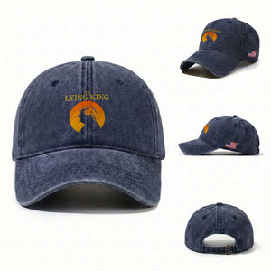 Funny The Lying King Long Nose Silhouette Washed Cotton Baseball Cap Vintage Political Satire Statement Gift