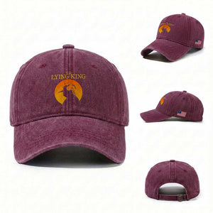 Funny The Lying King Long Nose Silhouette Washed Cotton Baseball Cap Vintage Political Satire Statement Gift