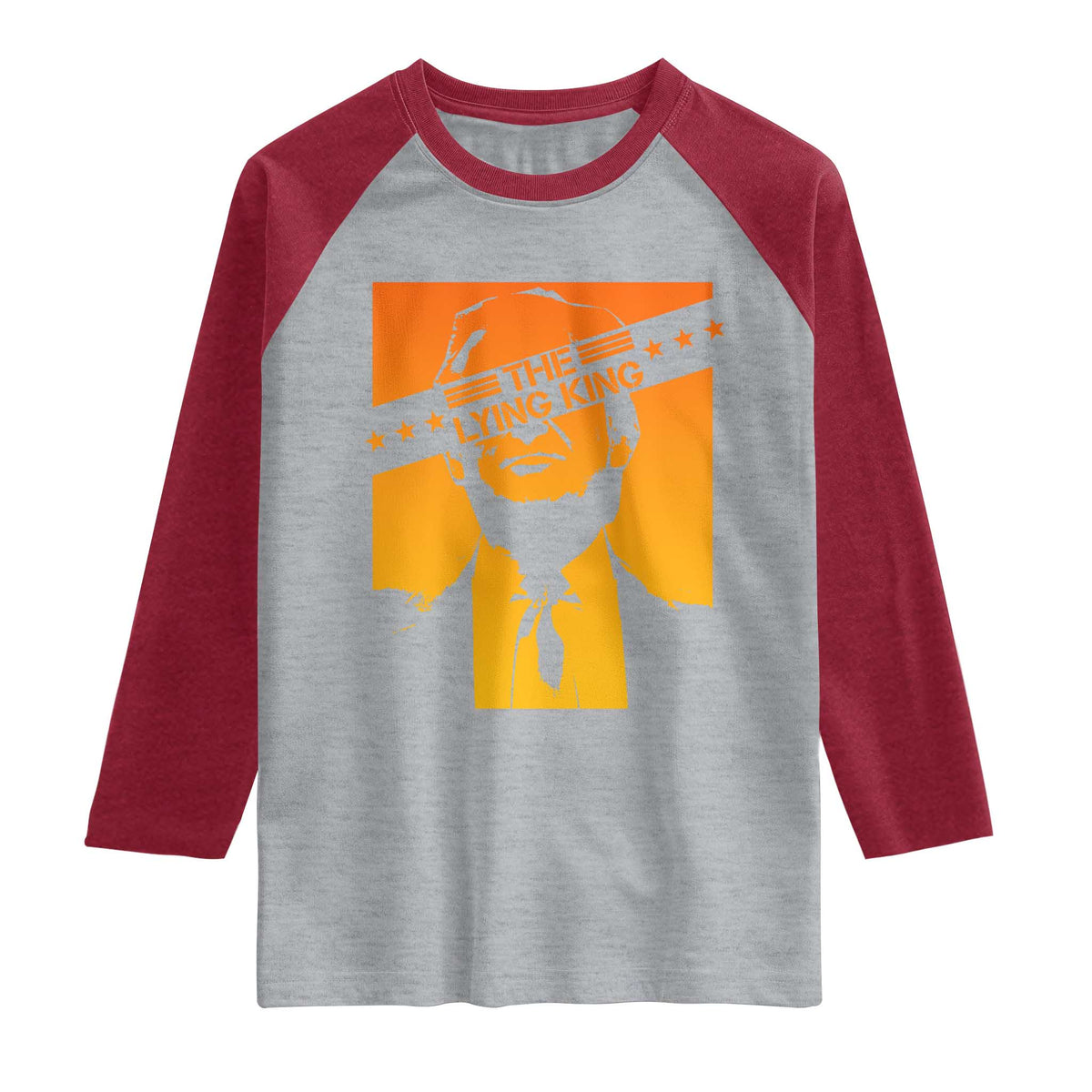 The Lying King Political Satire Raglan Shirt Funny Bold Sarcastic Statement Gift