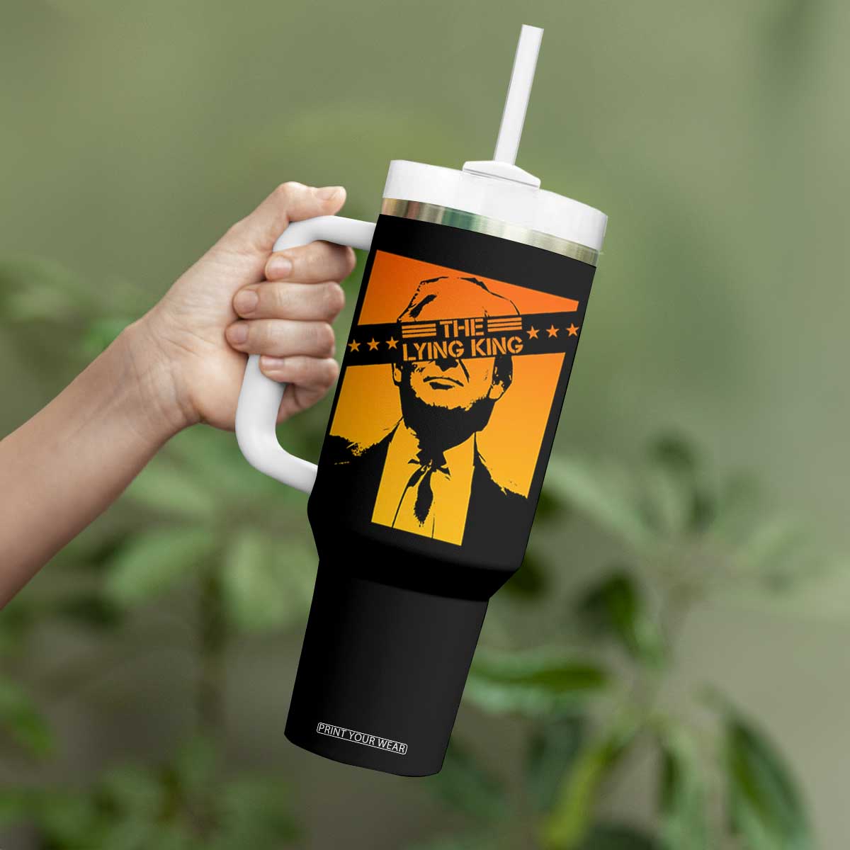 The Lying King Political Satire Tumbler With Handle Funny Bold Sarcastic Statement Gift TS12 Print Your Wear