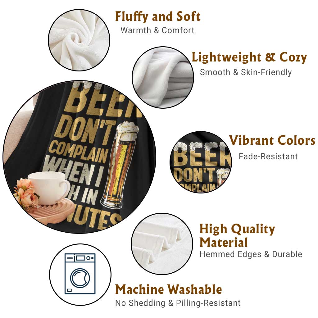 Beer Dont Complain When I Finish In 2 Minutes Quote Throw Blanket Drinking Lover Humor Gift