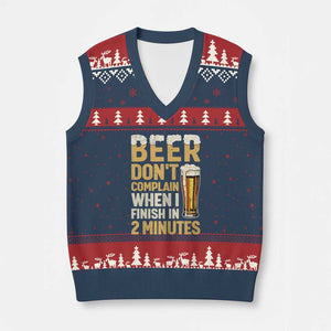 Beer Dont Complain When I Finish In 2 Minutes Quote V-Neck Knit Sweater Vest Drinking Lover Humor Gift TS12 Navy Red Print Your Wear