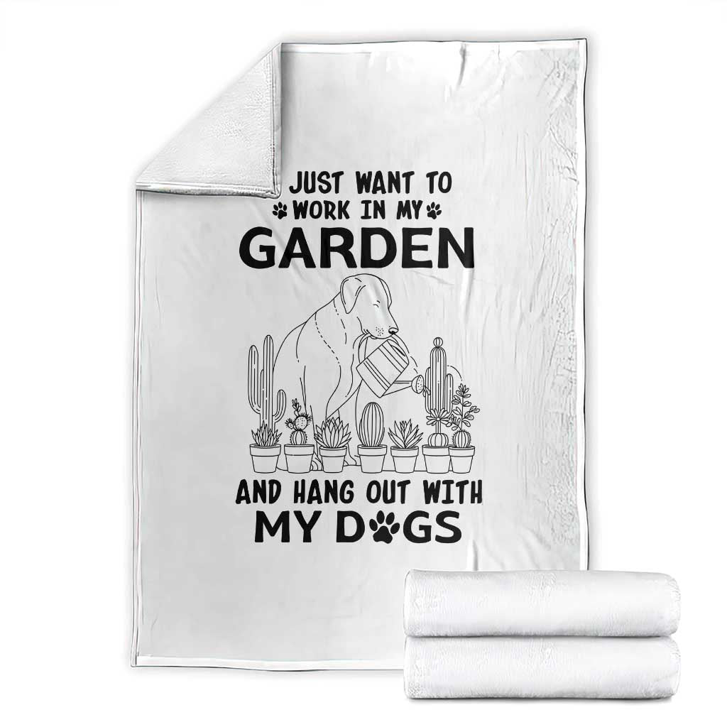 I Just Want To Garden And Hangout With My Dog Throw Blanket Gardener Gift TS12 White Print Your Wear