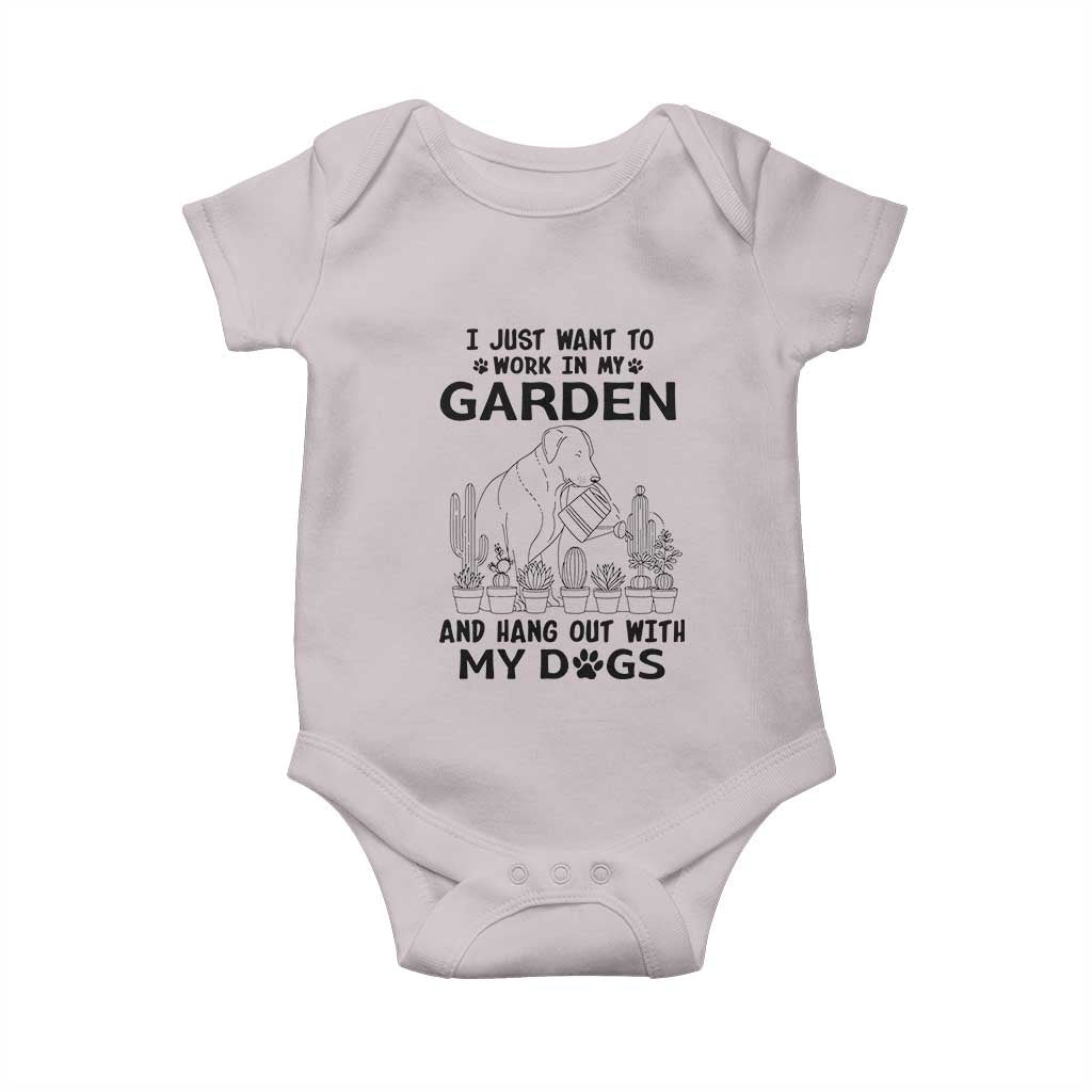I Just Want To Garden And Hangout With My Dog Baby Onesie Gardener Gift TS12 Ice Gray Print Your Wear