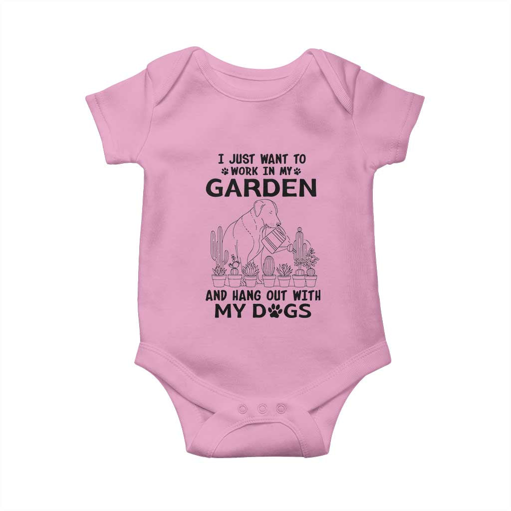 I Just Want To Garden And Hangout With My Dog Baby Onesie Gardener Gift TS12 Light Pink Print Your Wear