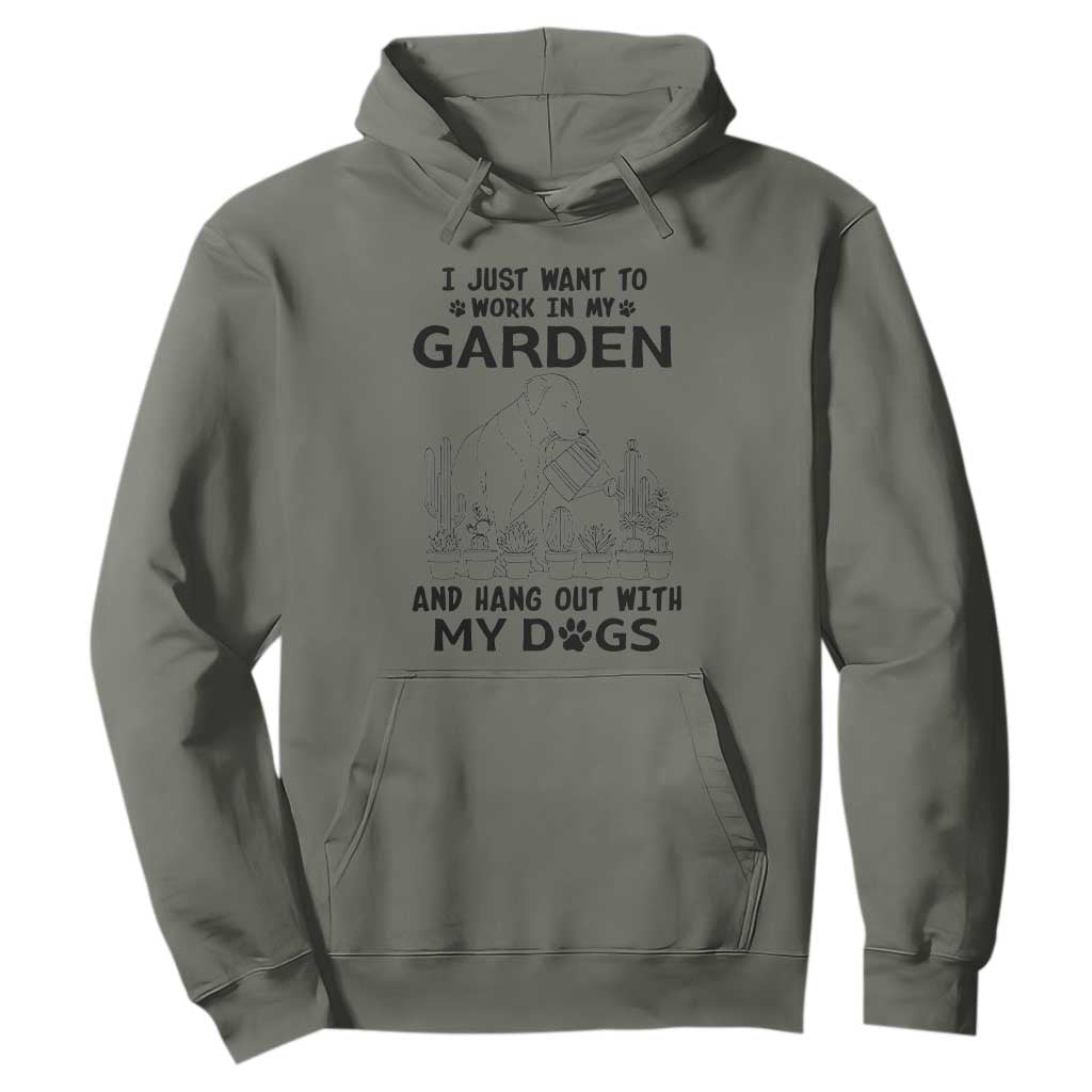 I Just Want To Garden And Hangout With My Dog Hoodie Gardener Gift TS12 Military Green Print Your Wear