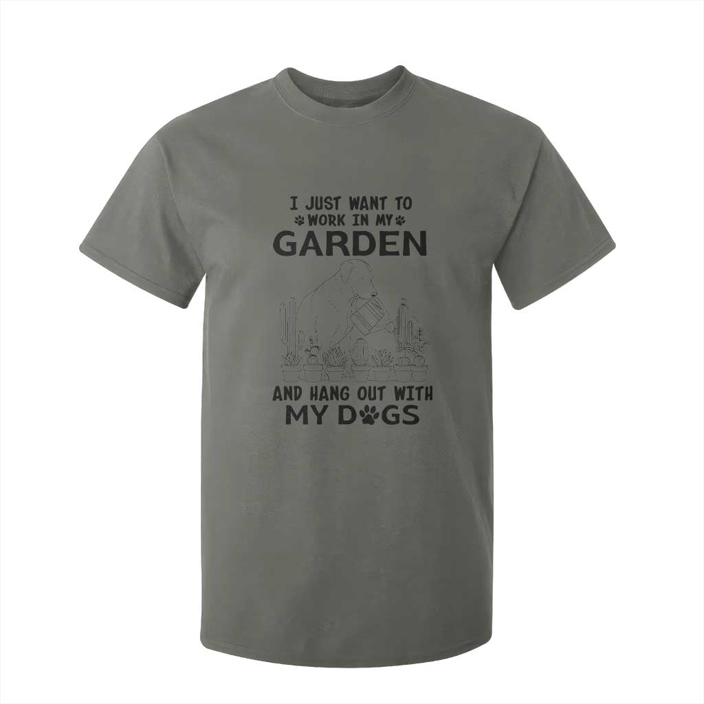 I Just Want To Garden And Hangout With My Dog T Shirt For Kid Gardener Gift TS12 Military Green Print Your Wear