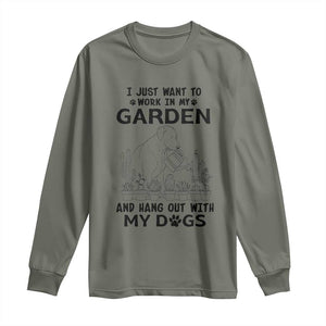 I Just Want To Garden And Hangout With My Dog Long Sleeve Shirt Gardener Gift TS12 Military Green Print Your Wear