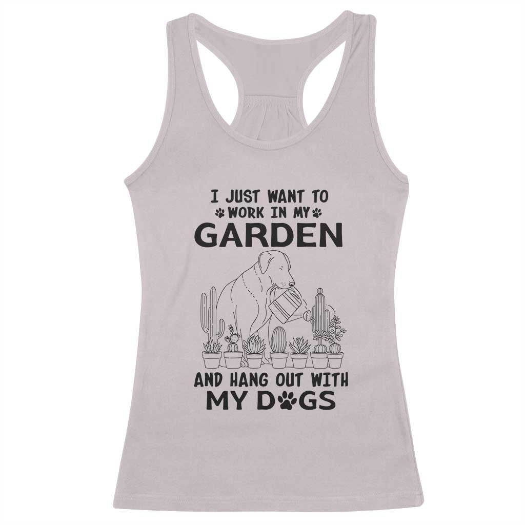 I Just Want To Garden And Hangout With My Dog Racerback Tank Top Gardener Gift TS12 Ice Gray Print Your Wear