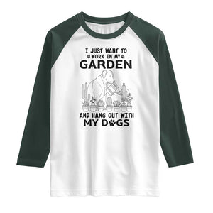 I Just Want To Garden And Hangout With My Dog Raglan Shirt Gardener Gift TS12 White Dark Forest Green Print Your Wear
