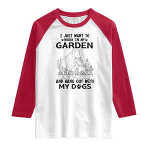 I Just Want To Garden And Hangout With My Dog Raglan Shirt Gardener Gift TS12 White Red Print Your Wear