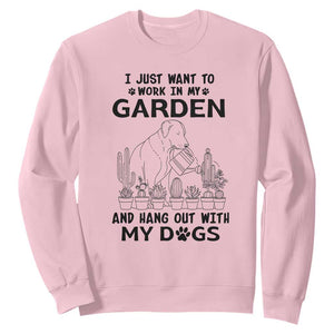 I Just Want To Garden And Hangout With My Dog Sweatshirt Gardener Gift TS12 Light Pink Print Your Wear