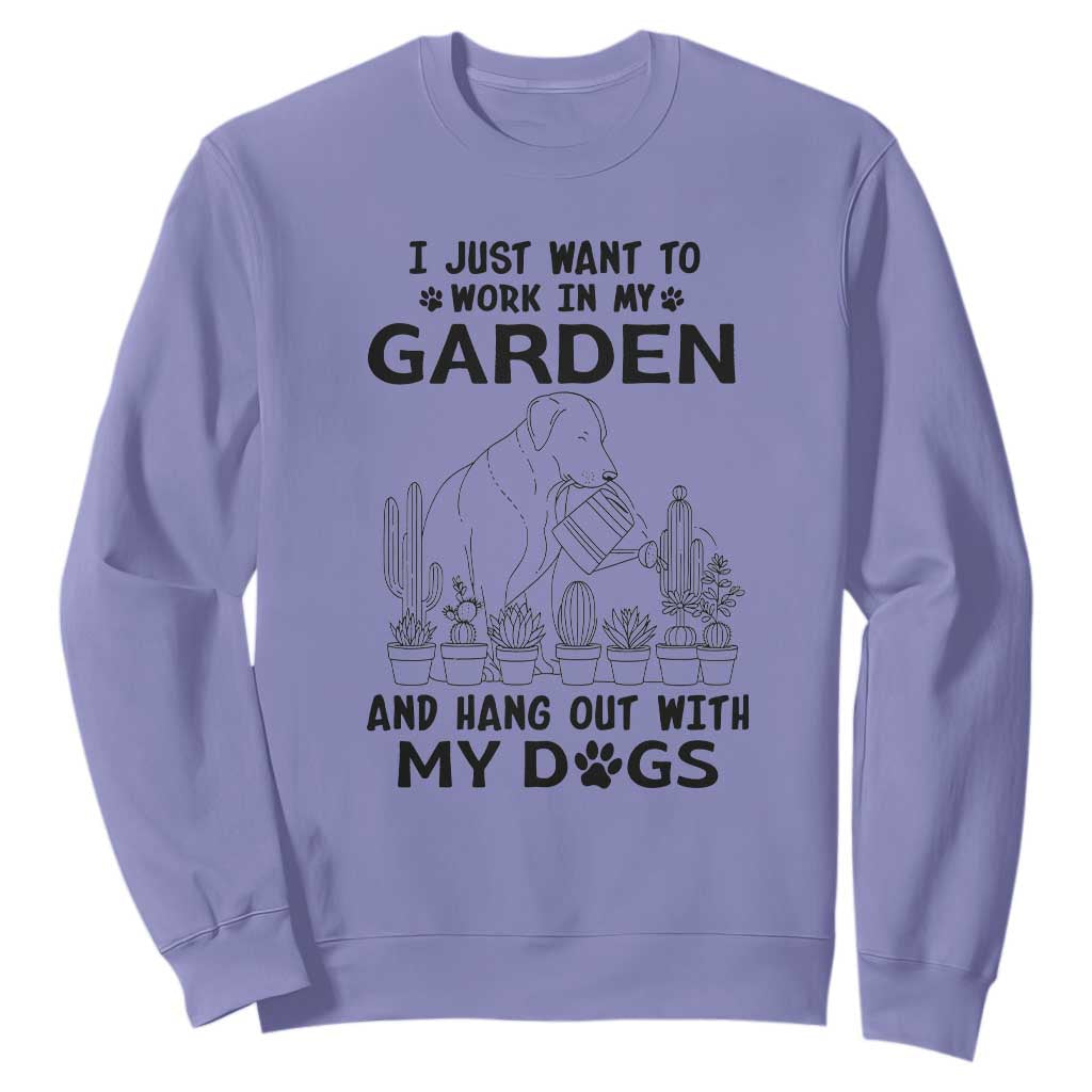 I Just Want To Garden And Hangout With My Dog Sweatshirt Gardener Gift TS12 Violet Print Your Wear