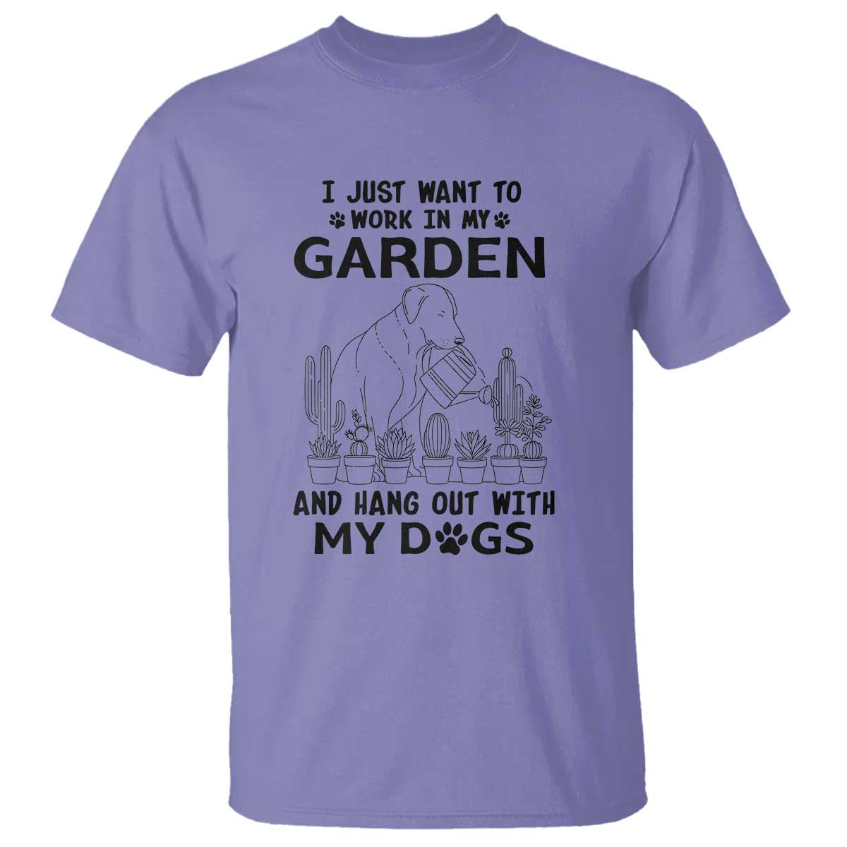I Just Want To Garden And Hangout With My Dog T Shirt Gardener Gift TS12 Violet Print Your Wear