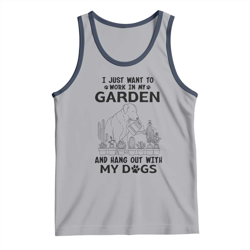 I Just Want To Garden And Hangout With My Dog Tank Top Gardener Gift TS12 Athletic Heather Navy Print Your Wear