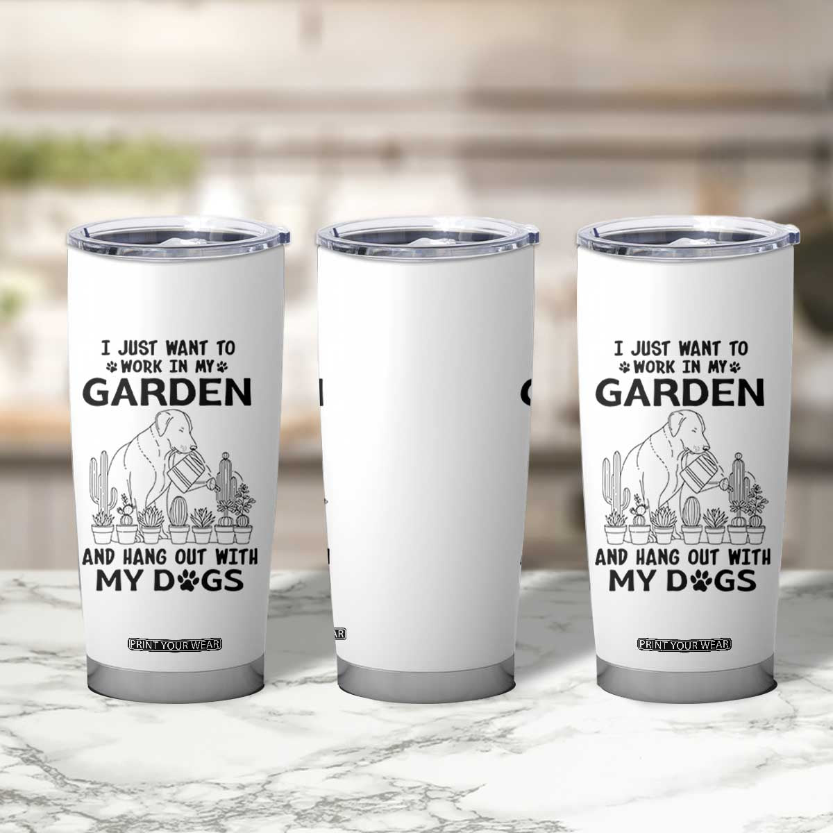 I Just Want To Garden And Hangout With My Dog Tumbler Cup Gardener Gift TS12 Print Your Wear