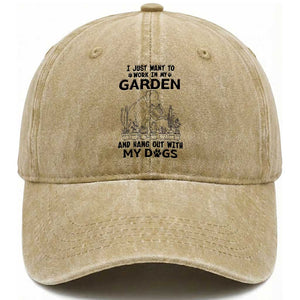 I Just Want To Garden And Hangout With My Dog Washed Cotton Baseball Cap Gardener Gift TS12 Print Your Wear