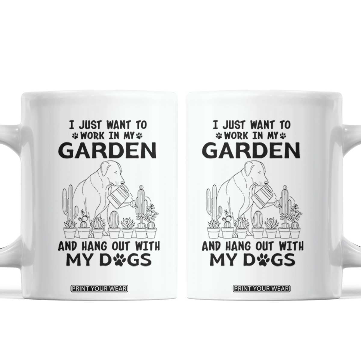 I Just Want To Garden And Hangout With My Dog Coffee Mug Gardener Gift - Print Your Wear