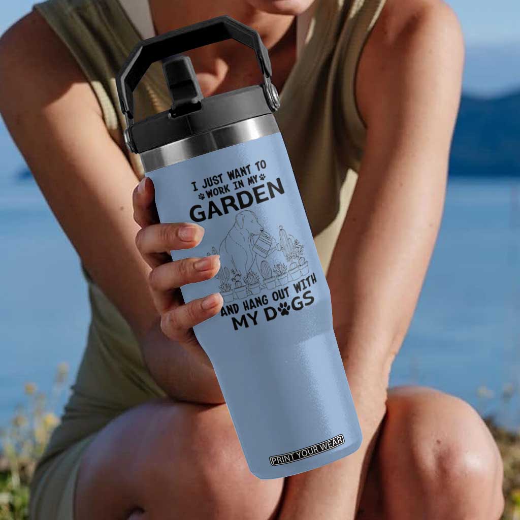 I Just Want To Garden And Hangout With My Dog Flip Straw Tumbler Gardener Gift TS12 One Size: 30 oz Light Blue Print Your Wear
