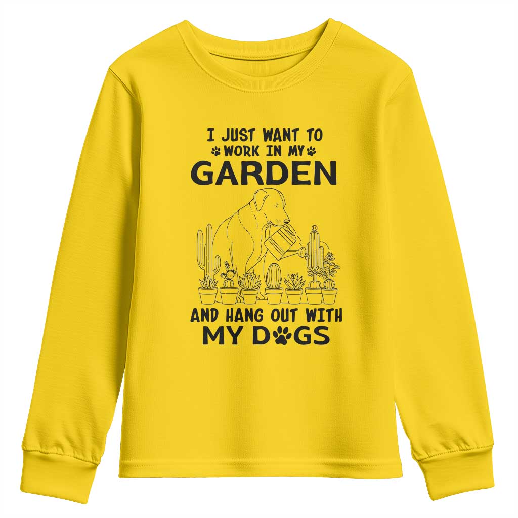 I Just Want To Garden And Hangout With My Dog Youth Sweatshirt Gardener Gift TS12 Daisy Print Your Wear