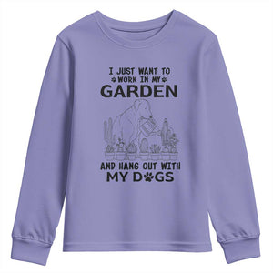 I Just Want To Garden And Hangout With My Dog Youth Sweatshirt Gardener Gift TS12 Violet Print Your Wear