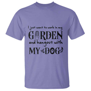Gardener Dog Lover Gift T Shirt I Just Want To Garden And Hangout With My Dog TS12 Violet Print Your Wear