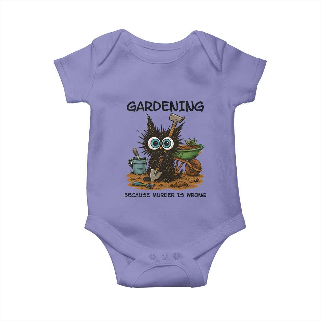 Gardening Because Murder Is Wrong Baby Onesie Funny Black Cat Gardener Gift TS12 Violet Print Your Wear