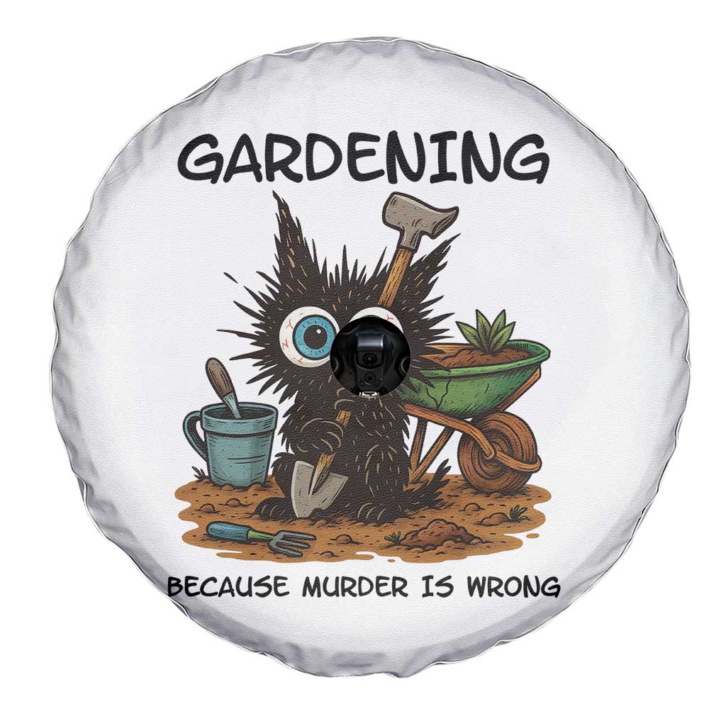 Gardening Because Murder Is Wrong Spare Tire Cover Funny Black Cat Gardener Gift TS12 Print Your Wear
