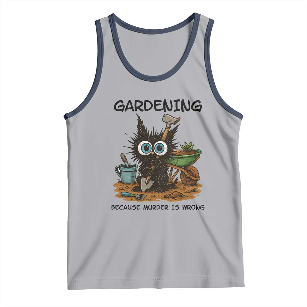 Gardening Because Murder Is Wrong Tank Top Funny Black Cat Gardener Gift TS12 Athletic Heather Navy Print Your Wear