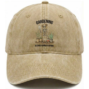 Gardening Because Murder Is Wrong Skeleton Washed Cotton Baseball Cap Funny Gift For Gardener TS12 Print Your Wear