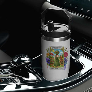 Funny Gardening Because Murder Is Wrong Flip Straw Tumbler Garden Girl Floral Tarot Graphic TS12 Print Your Wear