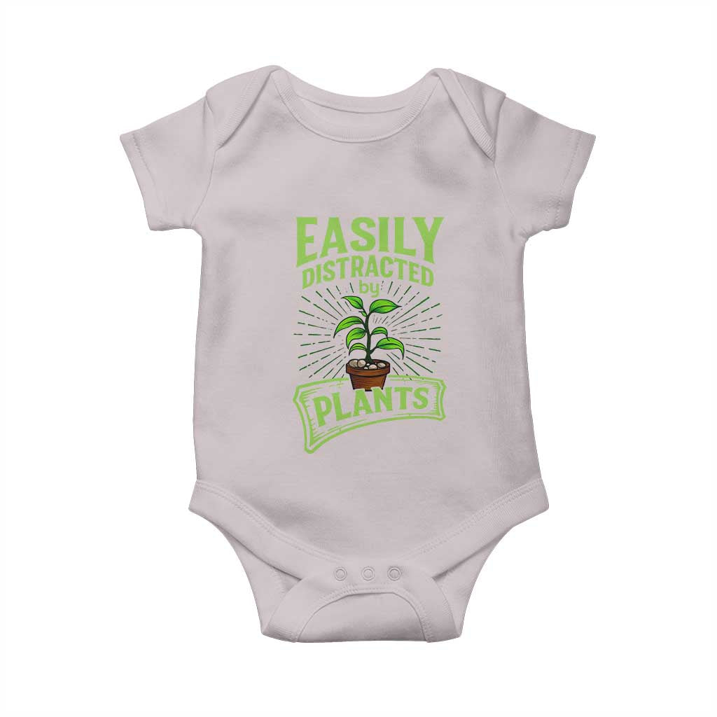 Easily Distracted By Plants Baby Onesie Funny Gardening Lover Gift TS12 Ice Gray Print Your Wear