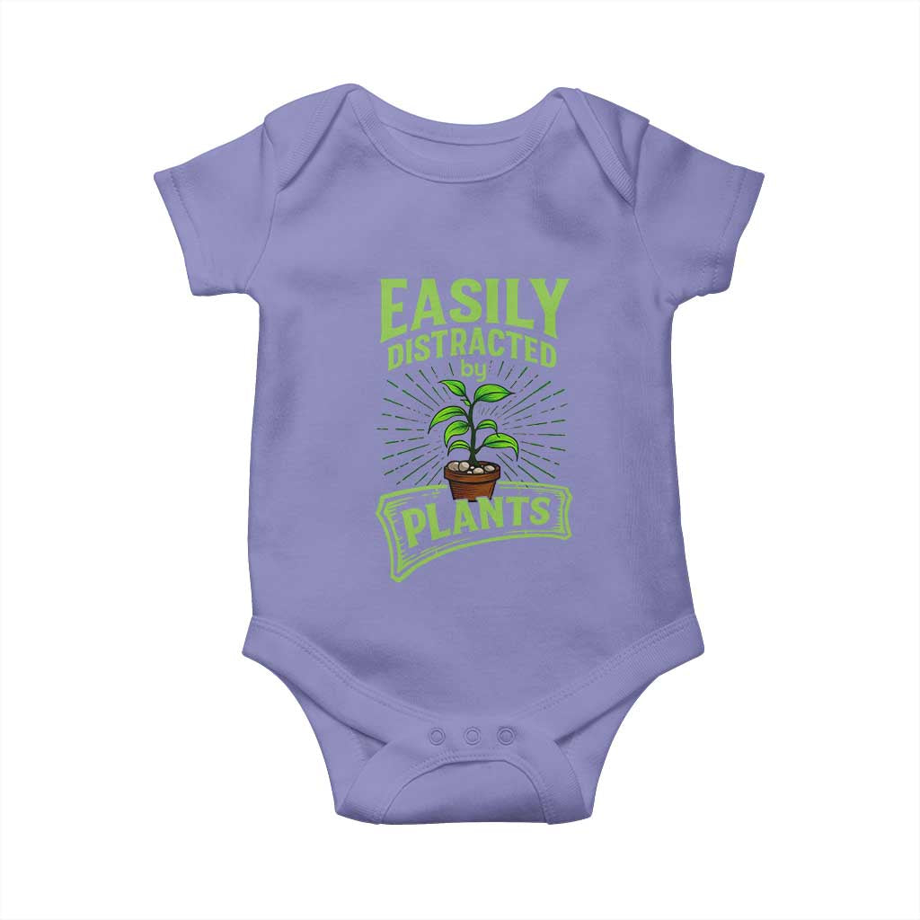 Easily Distracted By Plants Baby Onesie Funny Gardening Lover Gift TS12 Violet Print Your Wear