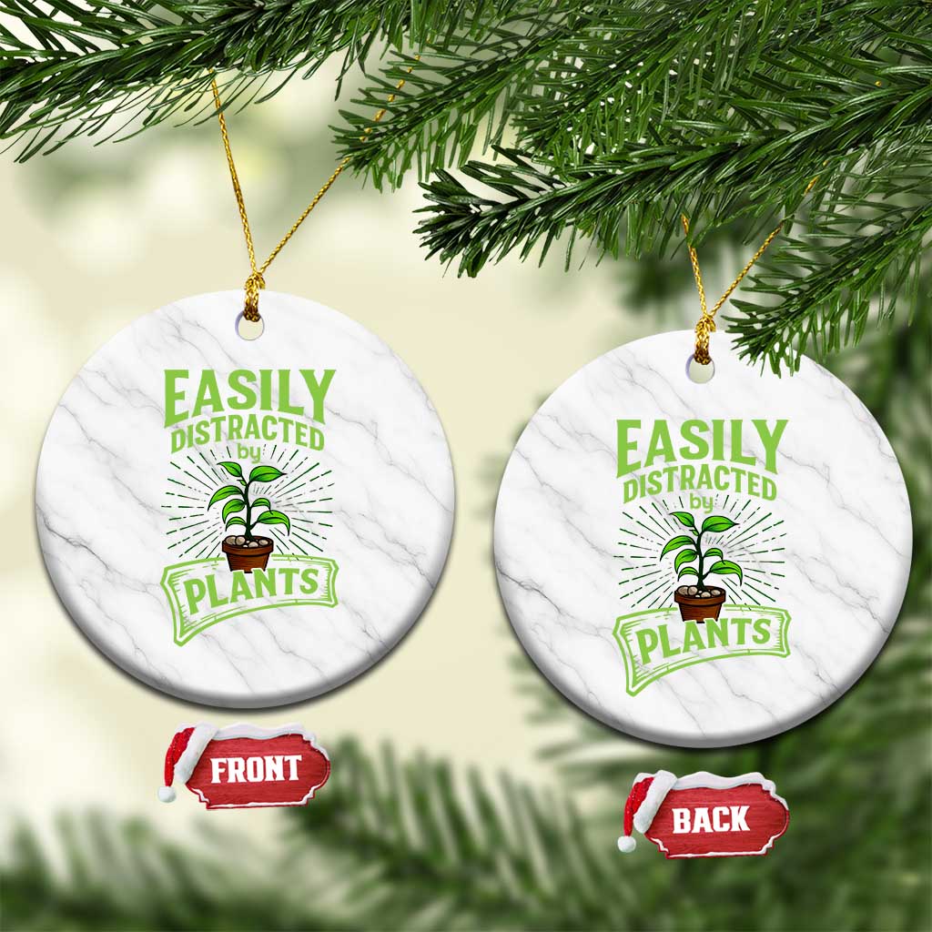 Easily Distracted By Plants Ceramic Ornament Funny Gardening Lover Gift TS12 1pc White Marble Print Your Wear