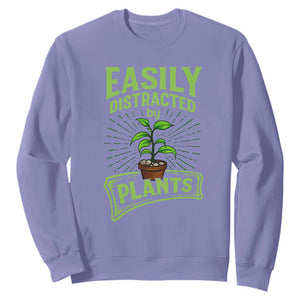 Easily Distracted By Plants Sweatshirt Funny Gardening Lover Gift TS12 Violet Print Your Wear
