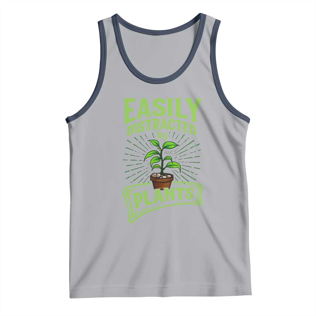 Easily Distracted By Plants Tank Top Funny Gardening Lover Gift TS12 Athletic Heather Navy Print Your Wear