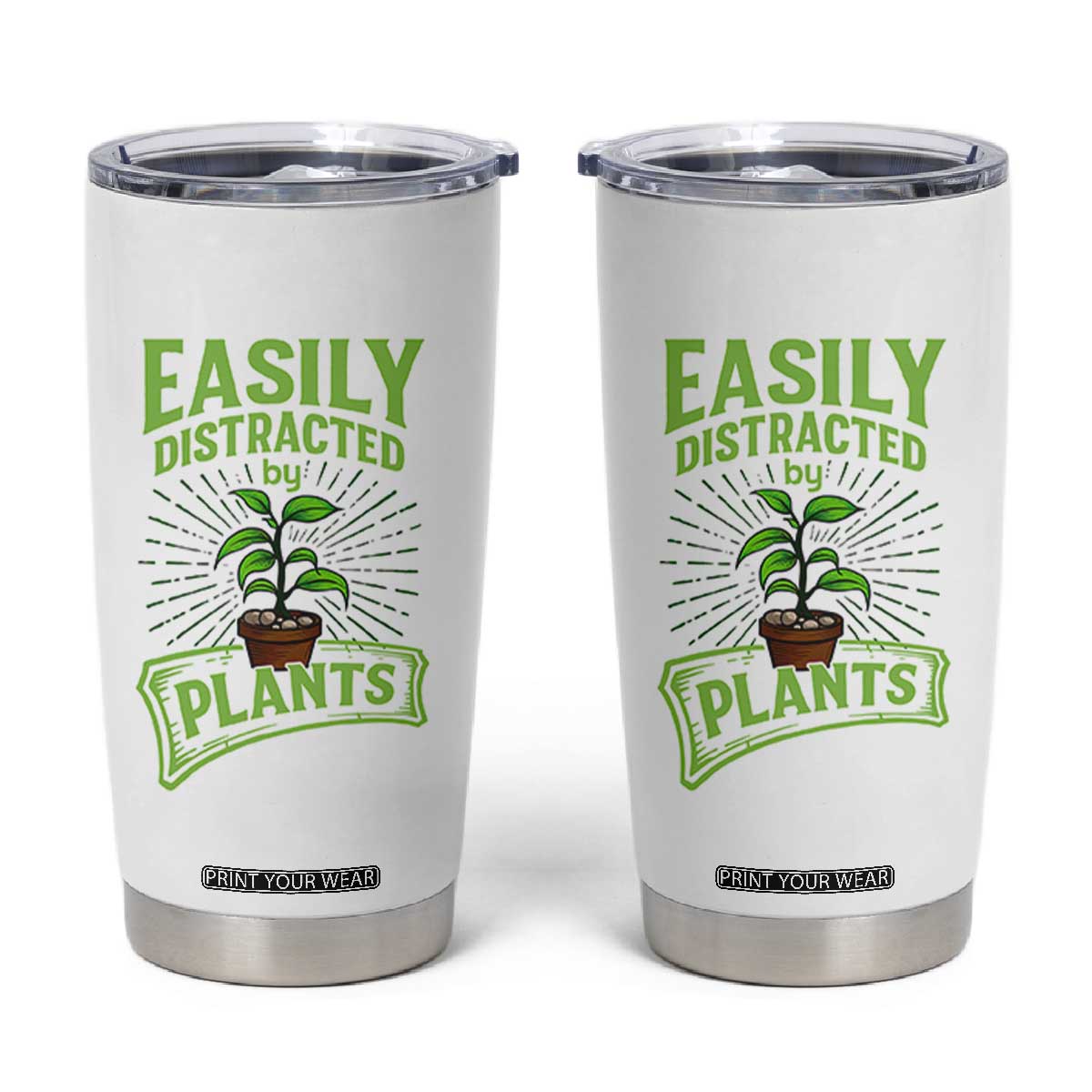 Easily Distracted By Plants Tumbler Cup Funny Gardening Lover Gift - Print Your Wear